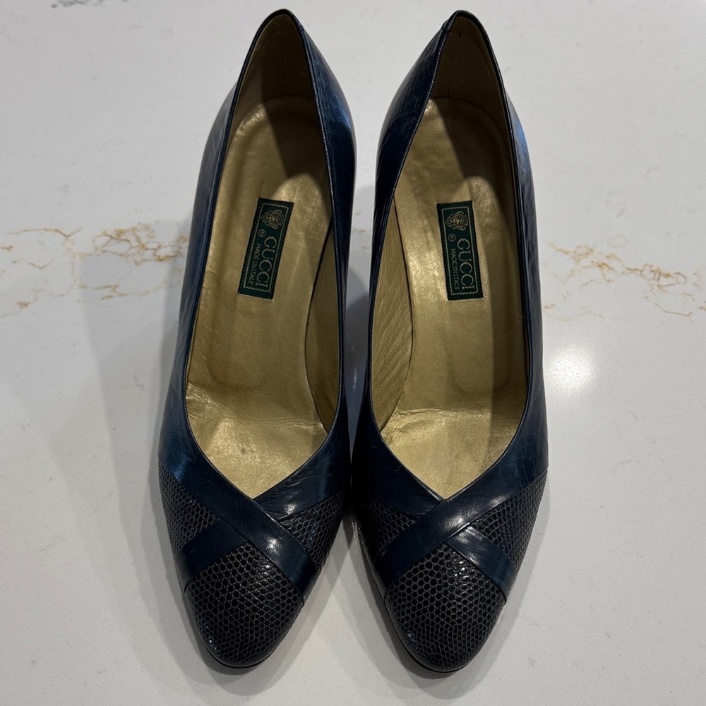 Gucci Women's Dark Blue Leather Heels